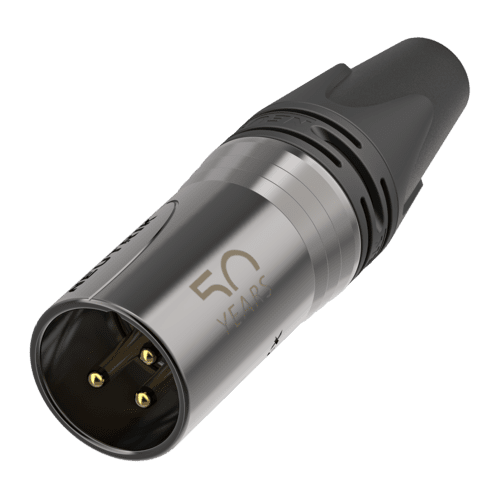 Afbeelding van XLR kabeldeel 3 pin pen donkergrijze behuizing goudcontacten 50year XX